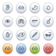 Medicine icons on color buttons.