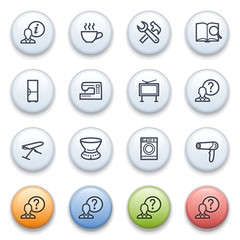Contour internet icons on color buttons.