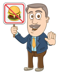 businessman holding no food sign