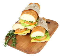 Fresh and tasty sandwich isolated on white