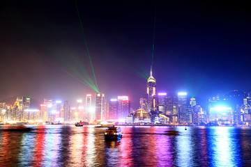 Fototapeta na wymiar Hong Kong skyline and Victoria harbor from Kowloon