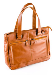 Leather bag isolated on white background