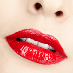 close-up shot of woman's lips
