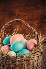 Easter Eggs Painted with Pink, Blue and peas