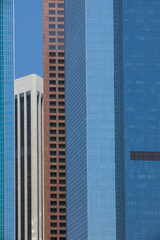 The detail of a modern high skyscrapers in Los Angeles