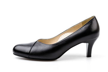 leather black shoes women isolated white background