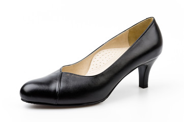 leather black shoes women isolated white background