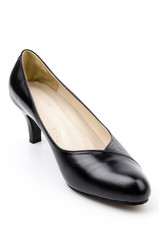 leather black shoes women isolated white background