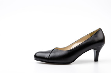 leather black shoes women isolated white background