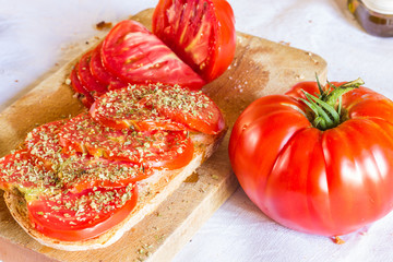 Bread with tomato and basil