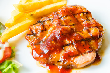 Barbecue grilled pork steak