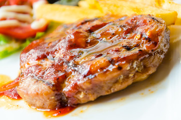 Barbecue grilled pork steak