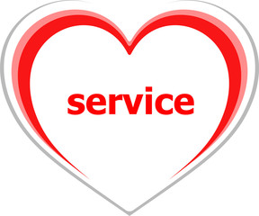 marketing concept, service word on love heart