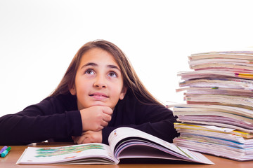 little cute girl do homeworks