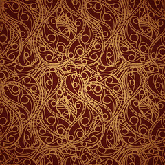 Vintage gold seamless pattern with ornate detailed ornament