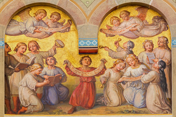 Naklejka premium Vienna - Choir of angels in the heaven in Carmelites church