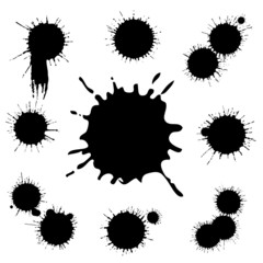 Vector set of grunge ink blots