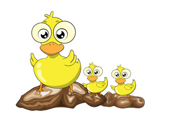 Mother duck and her ducklings vector cartoon