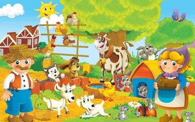 Foto op Plexiglas Cartoon boerderij - illustratie voor de kinderen © honeyflavour