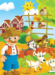 Cartoon farm - illustration for the children