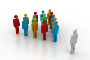 3d people arrange in que