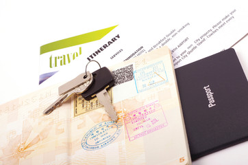 holiday travel documents and car keys