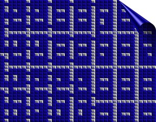 Blue mosaic background with bent corner