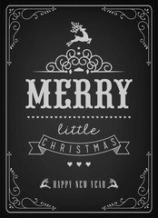 Christmas And New Year Background With Typography On Blackboard