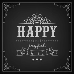 New Year Background With Typography On Blackboard