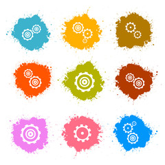 Vector Cogs - Gears Colorful Splashes Icons Set