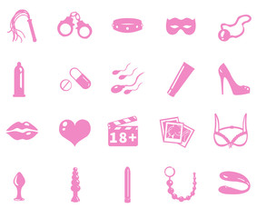 vector pink sex shop icons