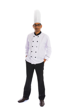 Indian Male Chef Full Body Isolated On White