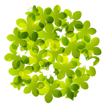 Green flowers silhouettes for Your design