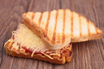 sandwich toast with cheese and bacon