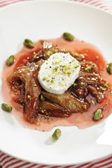 Food: Plum Compote eith Goat Cheese and Pistacchio