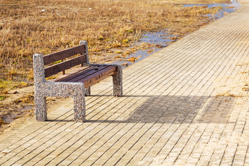 Bench at Baltic sea pathway in Gdansk, Poland