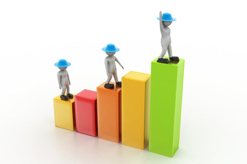 3d people walking on financial graph