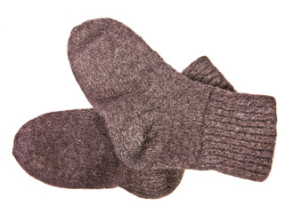 knitted pair of socks on a white background