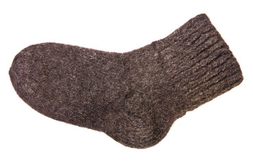 knitted sock on white background