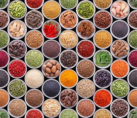 Seamless texture with spices and herbs