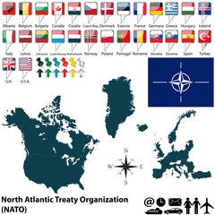 Map on NATO - obrazy, fototapety, plakaty