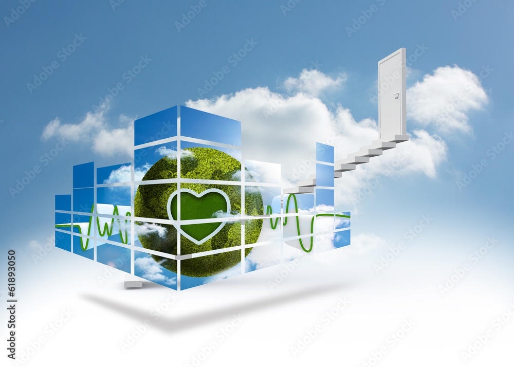 Poster composite image of green earth on abstract screen