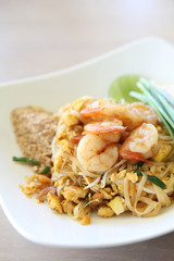Thai food padthai fried noodle with shrimp