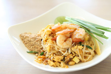 Thai food padthai fried noodle with shrimp