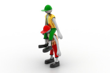 3d man holding another man in his shoulder