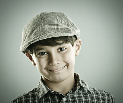 Little cute boy posing for retro style photography