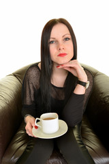 Belle femme boire café