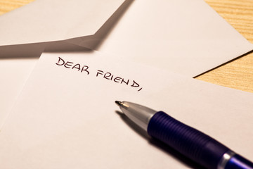 Incipit of a letter to a friend