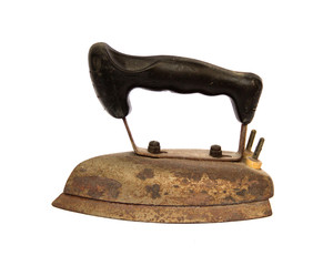 Old rusty iron over white background
