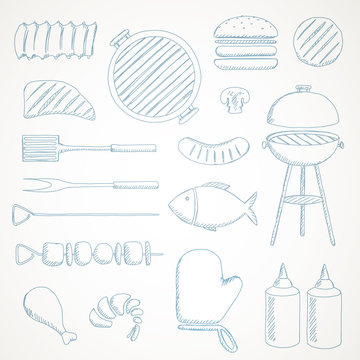 Vector Illustration of Barbecue Grill Icons